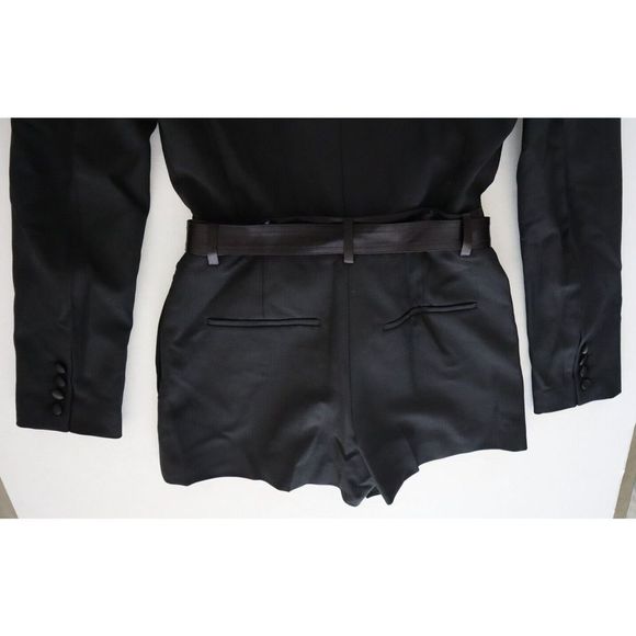 Helmut Lang L09HW203 Women's Sz 2 / US XS Black Stretch Wool Tuxedo Romper $595+ - Picture 7 of 11